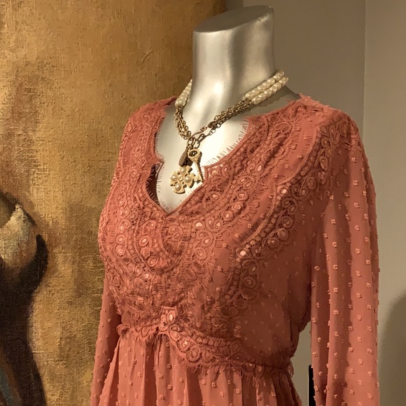 NWT Lulu’s Babydoll Rose Dress.  Sz S - Picture 3 of 5